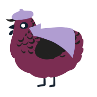 A maroon and sable chicken with a half-lace pattern