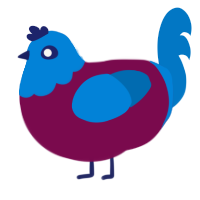 A wine and sapphire chicken with a head pattern