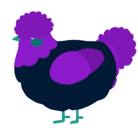 A tumblr and violet chicken with a head pattern