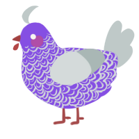A blurple and silver chicken with a double-lace pattern