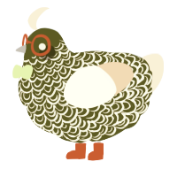 A olive and cream chicken with a double-lace pattern