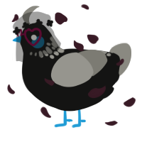 A black and ash chicken with a neck-speckle pattern