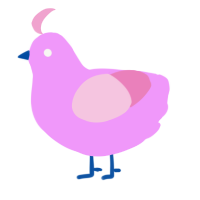 Bubblegum, a lavender and pink chicken