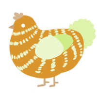 A orange and apple chicken with a bar pattern