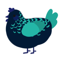 A tumblr and turquoise chicken with a half-lace pattern
