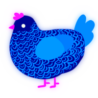 A navy and sapphire chicken with a double-lace pattern