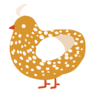 A orange and cream chicken with a speckle pattern