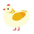 A white and orange chicken with a neck-speckle pattern