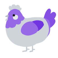 A mist and blurple chicken with a head pattern
