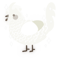 A white chicken with a lace pattern