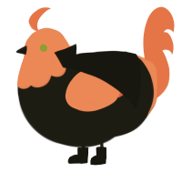 Victoria, a sable and vermilion chicken with a head pattern