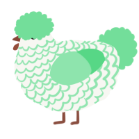 A white and spring chicken with a lace pattern