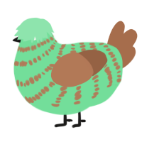A spring and brown chicken with a bar pattern