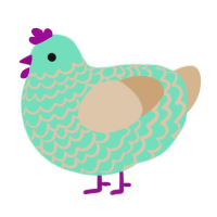 Beans, a mint and beige chicken with a lace pattern