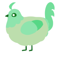 A gluppy and spring chicken with a head pattern