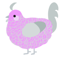 A lavender and silver chicken with a double-lace pattern