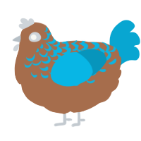 A brown and cerulean chicken with a half-lace pattern