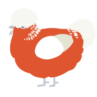 A vermilion and white chicken with a neck-band pattern