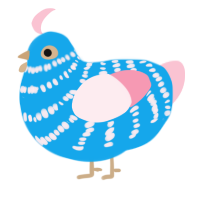 A sky and rose chicken with a bar pattern