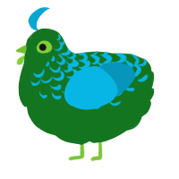A leaf and cerulean chicken with a half-lace pattern