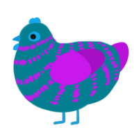 A sea and amethyst chicken with a bar pattern