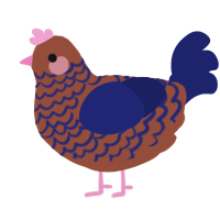 A russet and navy chicken with a lace pattern