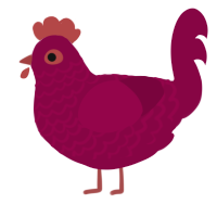 A maroon chicken with a lace pattern