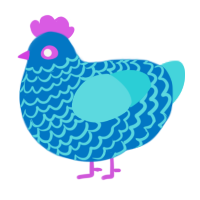 A sapphire and aqua chicken with a lace pattern