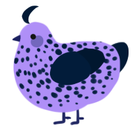 A lilac and tumblr chicken with a speckle pattern
