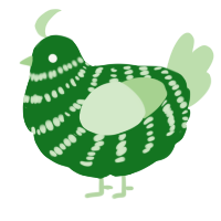 A leaf and gluppy chicken with a bar pattern