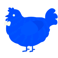A ultramarine chicken with a bar pattern