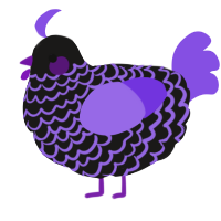 A sable and blurple chicken with a lace pattern