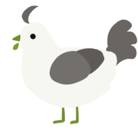 A white and grey chicken