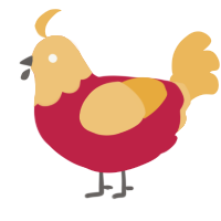 A crimson and honey chicken with a head pattern