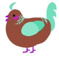 A russet and mint chicken with a neck-band pattern