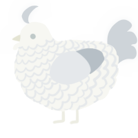 A white and mist chicken with a lace pattern