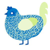 A sapphire and apple chicken with a double-lace pattern