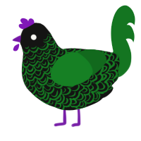 A black and leaf chicken with a double-lace pattern