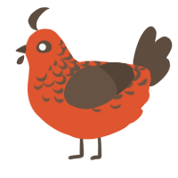 A vermilion and bark chicken with a half-lace pattern