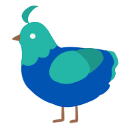 A ultramarine and turquoise chicken with a head pattern