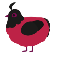 A crimson and sable chicken with a head pattern