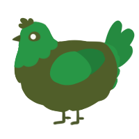 A olive and viridian chicken with a head pattern