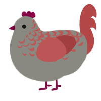 A ash and red chicken with a half-lace pattern