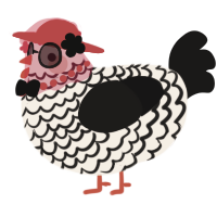 A cream and sable chicken with a lace pattern