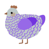 A silver and blurple chicken with a lace pattern