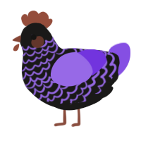 A sable and blurple chicken with a lace pattern