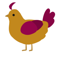 A ochre and maroon chicken