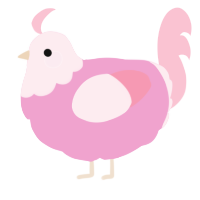 A pink and rose chicken with a head pattern
