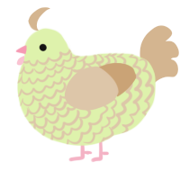 A apple and beige chicken with a lace pattern