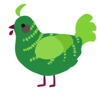 A viridian and grass chicken with a half-bar pattern
